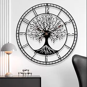 RAFFLE: Tree of Life Wall Clock, 24Inch Metal Family Tree